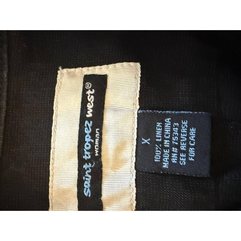 Saint Tropez West 100% Linen Black‎ Snap Front Jacket - Women's Size X - Picture 2 of 5